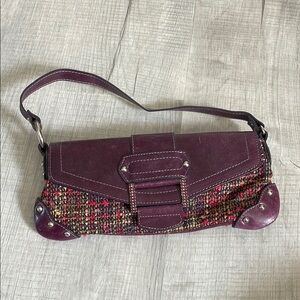 Steve Madden Purple and Brown Clutch with Artisanal Design